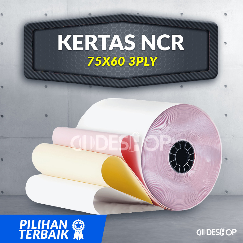 

Kertas Kasir Rangkap NCR 60 X 75 mm Cetak Struk 3PLY - Rangkap 3 / 3 PLY Dot Matrix