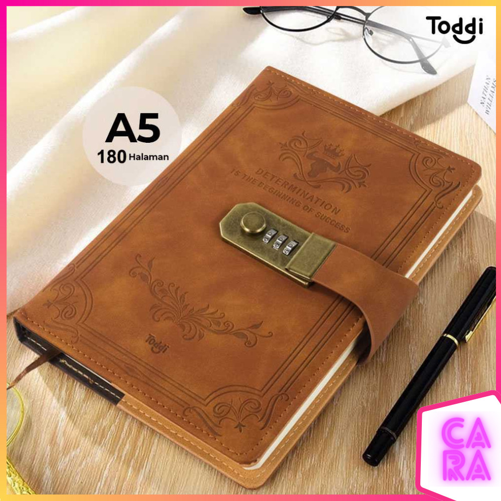 

Buku Jurnal Diary Notebook Cover Kulit Kunci Password A5 TD100