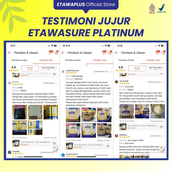 

Etawasure Susu Bubuk Kambing Etawa Herbal Rasa Jahe Dairy Milk Kemasan 250Gram Paket 2 Box