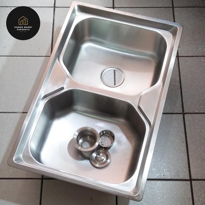 Bak Cuci Piring Dua Lubang Stainless Steel