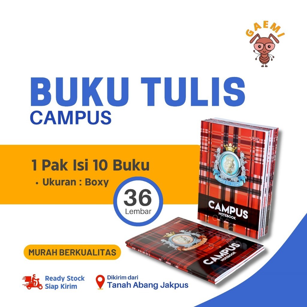 

Buku Tulis Campus 36 lembar 1 Pack Isi 10 Pcs