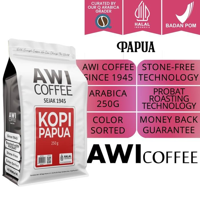 

Awi Coffee Papua Baliem 250Gr Arabica Roasted Coffee Specilaty Grade Ekspor