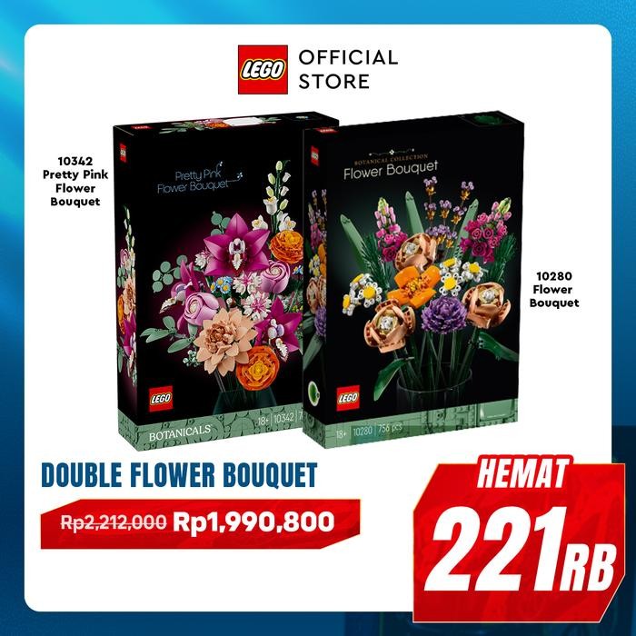 LEGO Bouquet Bundle - LEGO Botanicals 10280 Flower Bouquet + LEGO Botanicals 10342 Pretty Pink