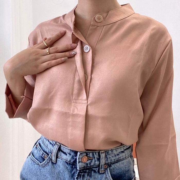 (Expert) B&F - LARAS High Neck Blouse Hijab Friendly Atasan Kantor Wanita 0306