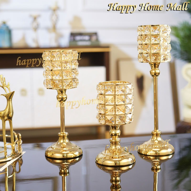 【Termurah-COD】Kristal Pajangan Meja Krista Tempat Lilin Kristal Meja Makan Mewah Elegant Crystal Sta