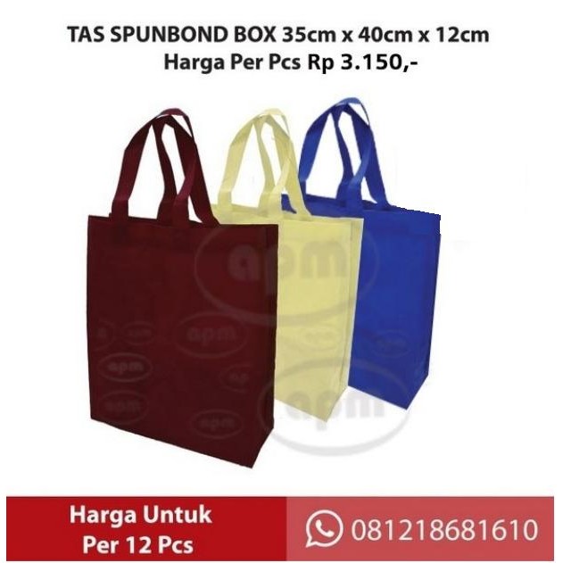 

Pesta- Tas Spunbond Box Ukuran 35cm x 40cm x 12cm