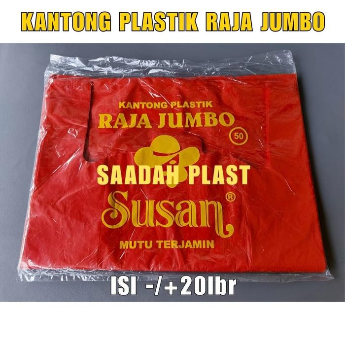 Pesta- Kantong Plastik Jumbo Merah Tebal / Kantong Kresek Besar Merah uk.50
