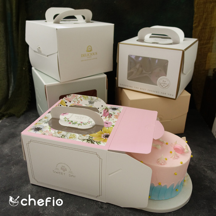 

Pesta- Cake Box Mika Handle Kotak Kue Tart Ulang Tahun Dus Tinggi Box Kado
