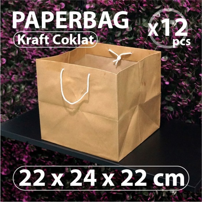 

Pesta- Paket 12 pcs - Paper Bag 22 x 24 x 22 cm - Kraft Coklat