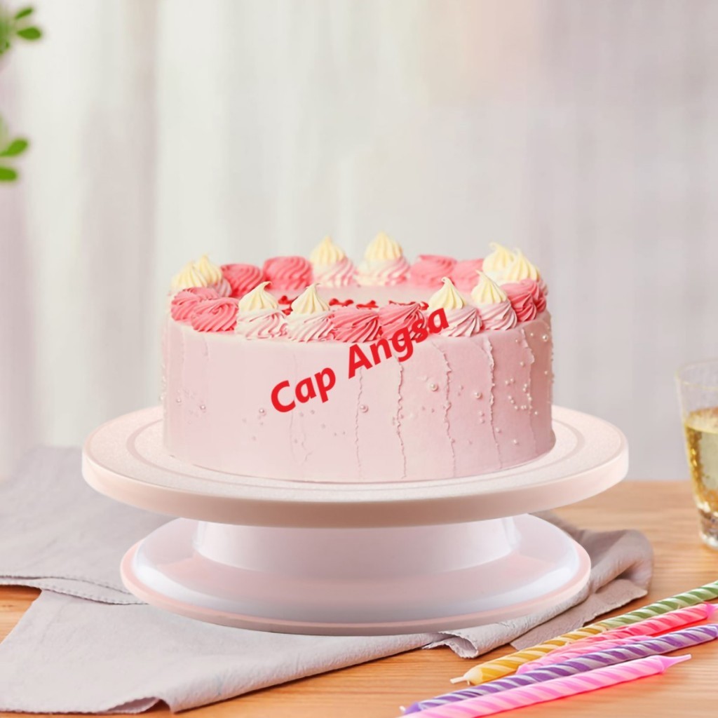 MEJA DEKOR PUTAR ROTATING CAKE TURNTABLE PIRING PLASTIC ROTATING TABLE DISPLAY PENGHIAS BIRTHDAY