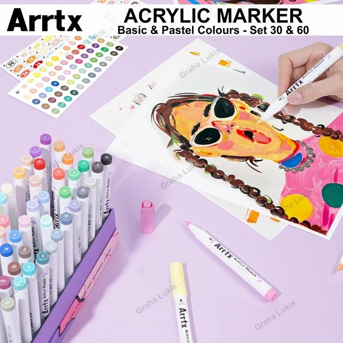 

ARRTX ACRYLIC BRUSH MARKER SET 30 / SET 60 - PASTEL / BASIC AACM-05