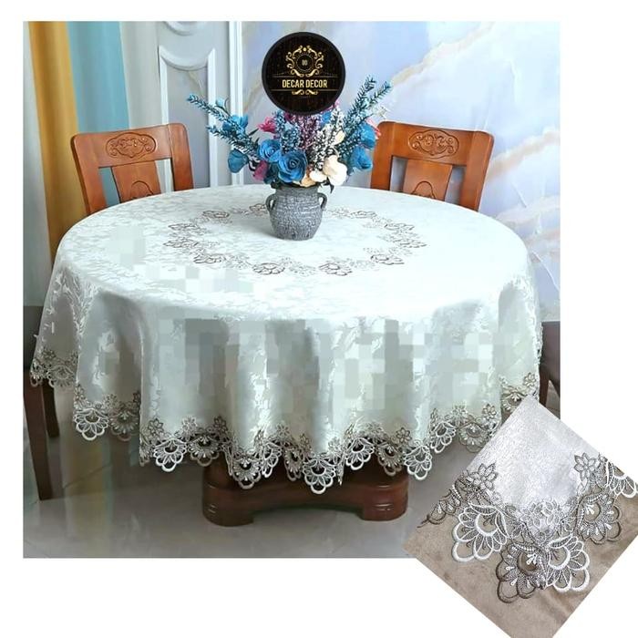Taplak Makan Bulat 4 Kursi - Taplak Meja Bulat 120 Cm