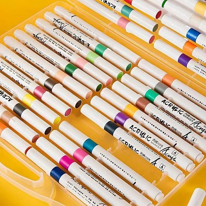 

ACRYLIC MARKER SET 12/24/36/48 WARNAS AKRILIK PULPEN WARNA TAHAN AIR DAN TAHAN LAMA COLOUR BRUSH PEN