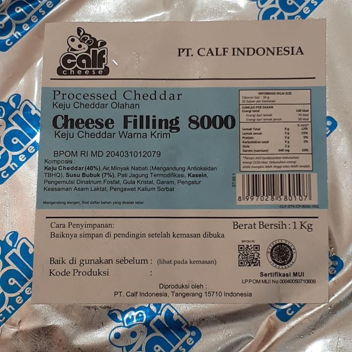 

BARANG TERLARIS CALF CHEESE FILLING 8000 UKURAN KEMASAN 1 KG