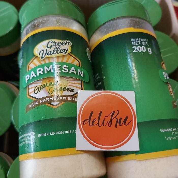 

BARANG TERLARIS Keju Parmesan 200gr green valley bubuk/ parmesan grated 200gr