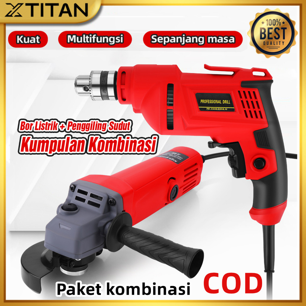 XTITAN Bor Dan Gerinda Mesin 13MM Bor Listrik Bor Gerinda Paket Bor Dan Gerinda Mesin GerindaTangan
