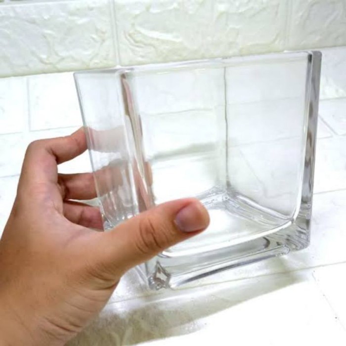 Vas Bunga Kaca Kotak Minimalis Aesthetic / Pot Hidroponik Terarium