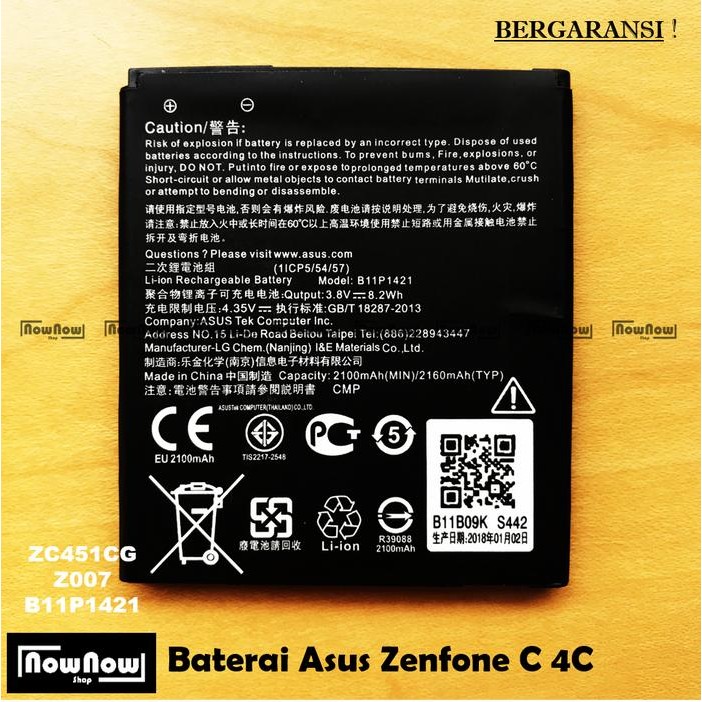 EraCell- Baterai Asus Zenfone C Zc451Cg Z007 Original Batre Batrai Hp Zenphone