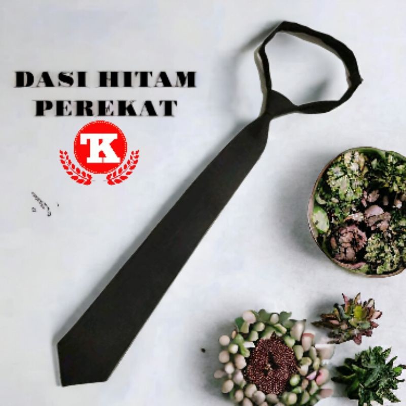 Makmur_55 Dasi Hitam Perekat Dasi Hitam Pria Dasi Hitam Wanita