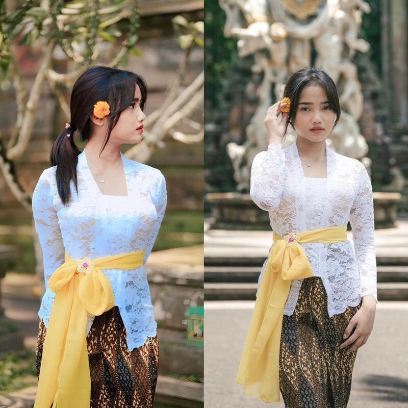 Makmur_55 Selendang Kebaya Bali Slendang Tari Sifon Polos Obi Sabuk Kebaya Kutu Encim Brukat Modern