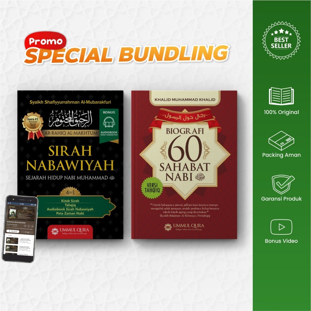 Bundling Buku Sirah Nabawiyah Biografi 60 Sahabat Nabi Muhammad SAW Bonus Audiobook Aplikasi Islami 