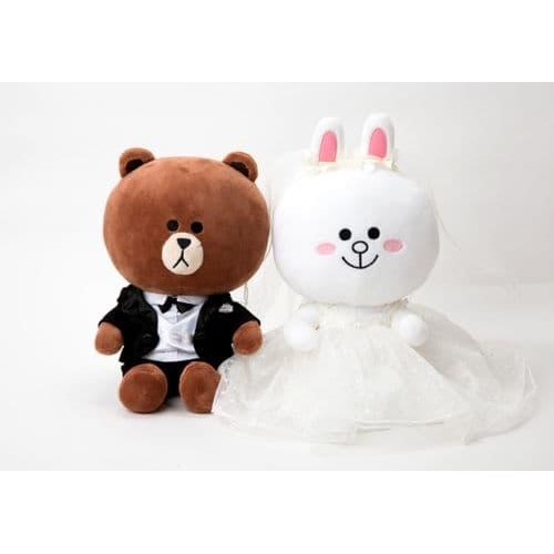 Terbaru Boneka Line Brown & Cony Wedding Dolls 30Cm