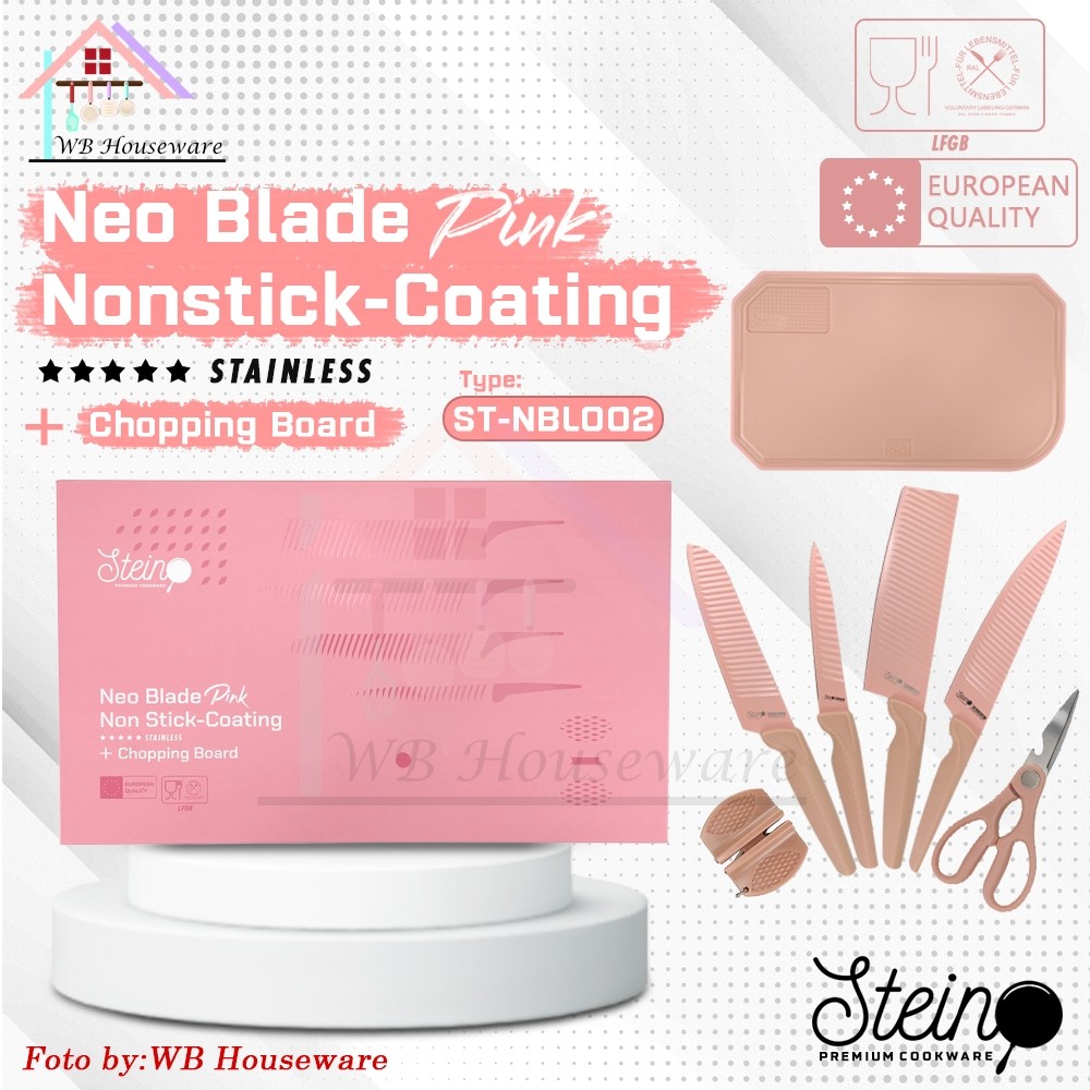 Stein SteinCookware Knive Set Neo Blade Pink / Pisau Set Talenan Anti Lengket