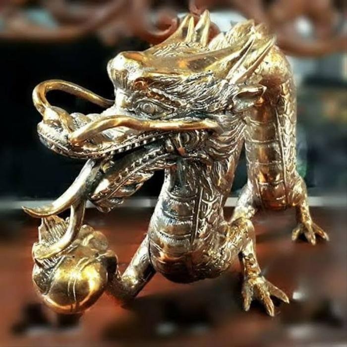 Barang Antik Sepuh Tua Pusaka Langka Miniatur Patung Dragon Naga