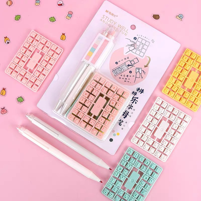 

DIY Letter Gel Pen Set with Alphabet Number Blocks Pena Bisa Kasih Nama Personalized Pen