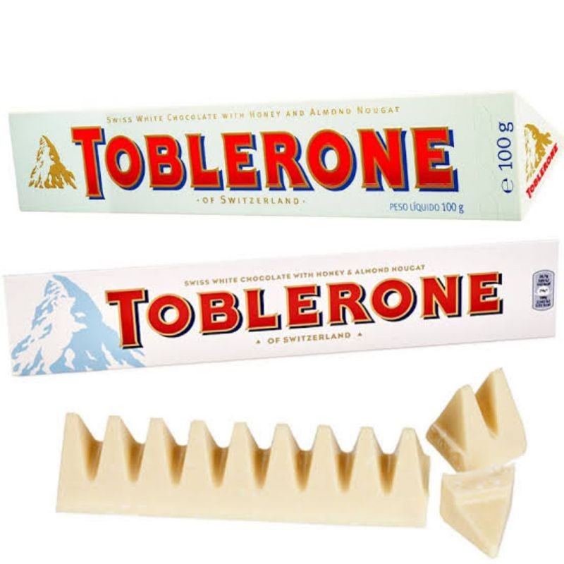 

TOBLERONE WHITE CHOCOLATE WITH HONEY & ALMOND NOUGAT / PUTIH 100 GR