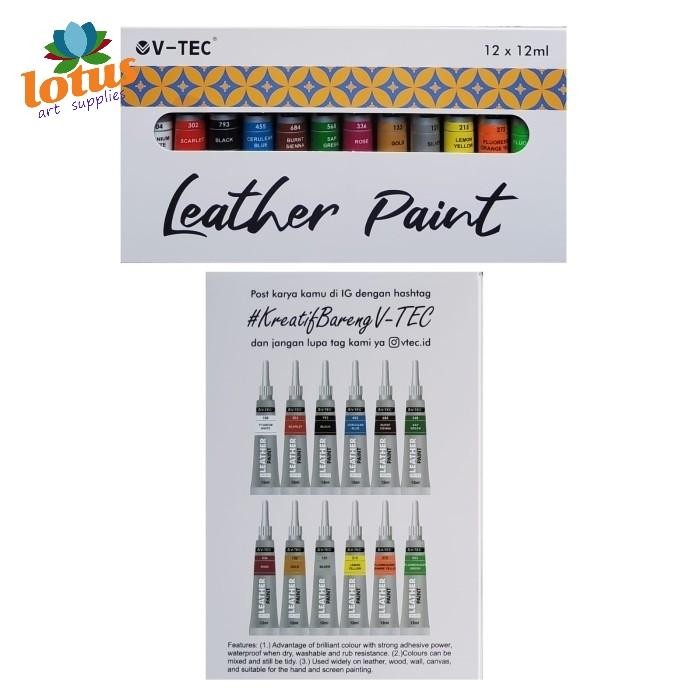 

V-Tec Fabric Leather Paint Color Cat Kain /Textile / Kulit Set 12X12Ml #Gratisongkir