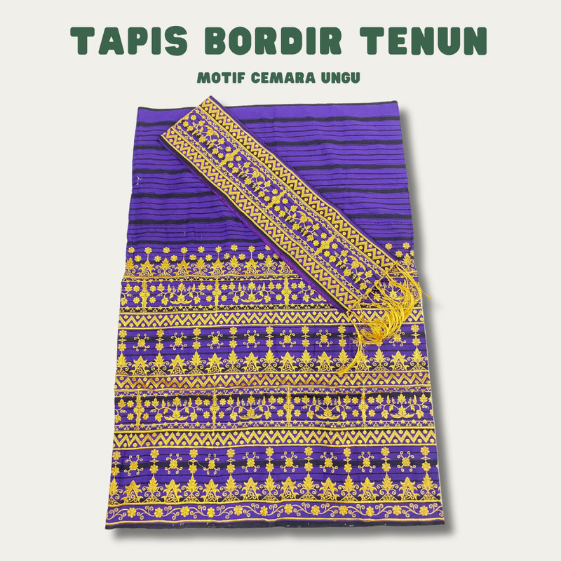 Kain Tapis bordir lampung bahan tenun 3 tingkat - Motif Cemara Ungu