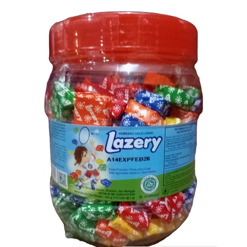 

Lazery kembang gula lunak aneka rasa ( toples ) isi 175 butir