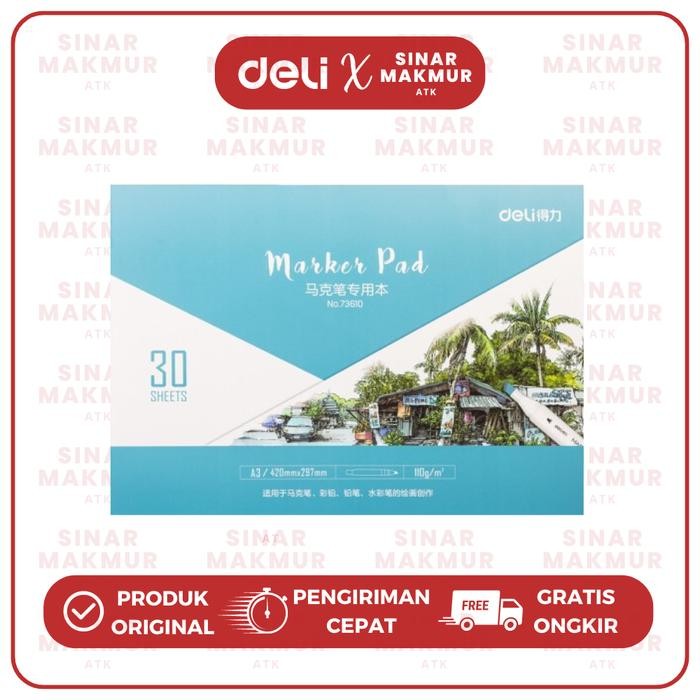 

Marker Pad/Drawing Paper/Buku Gambar A3 110 Gsm Deli 73610 (Pcs)