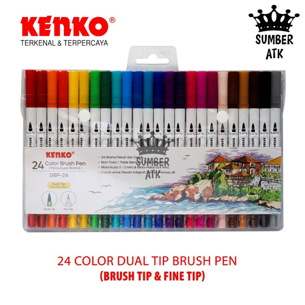 

24 Color Brush Pen / Pena Kuas Warna KENKO DBP-24 / 24 Warna / Color