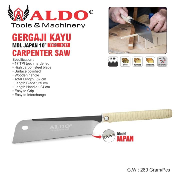 PREMIUM GERGAJI KAYU MODEL JAPAN 1117 / CARPENTER SAW / GERGAJI TANGAN / GERGAJI MANUAL MERK ALDO