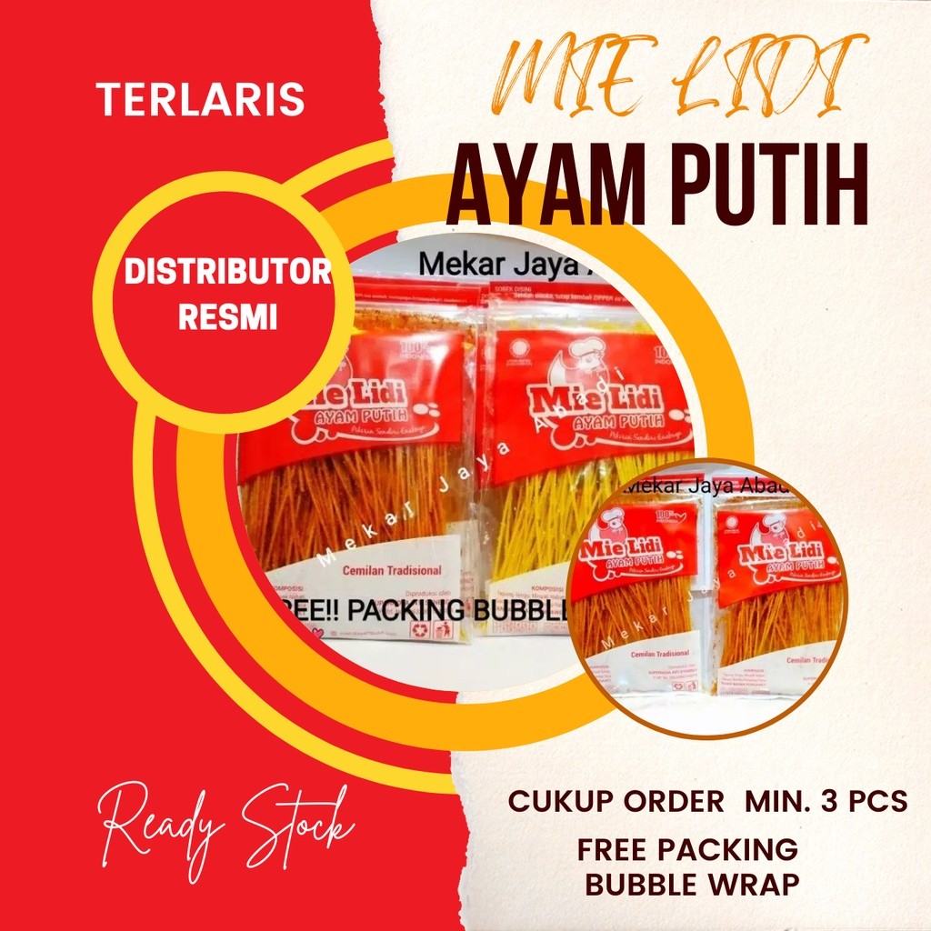 

Mie Lidi Ayam Putih + Free Packing Buble wrap :) Mie Lidi Pedas
