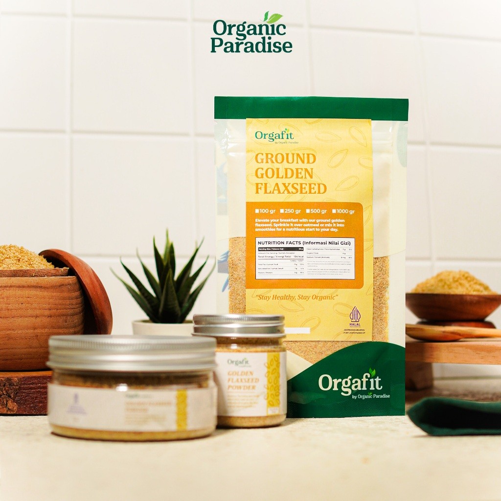 

Organic Paradise Golden Flaxseed Bubuk 250 gram / Ground Golden Flaxseed 250 gram NON GMO