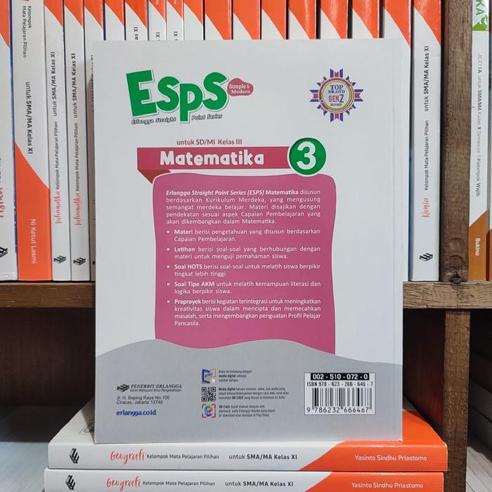 

TERBARU!!! BUKU ESPS MATEMATIKA KELAS 3 SD KURIKULUM MERDEKA ERLANGGA READY