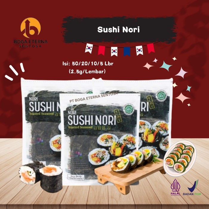 

SUSHI NORI ROASTED SEAWEED isi 50 LEMBAR ( SUSHI / GIMBAP ) ( MURAH! ) HALAL
