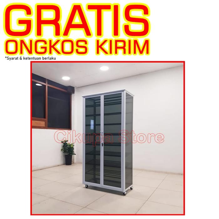 Terbaru Lemari / Rak Tempat Penyimpanan Sepatu & Sandal Aluminium 9 Susun Lss 809-80 (2 Pintu