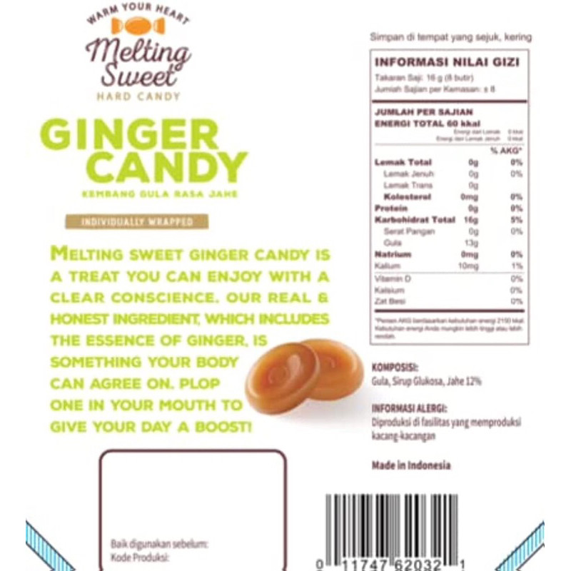 

MELTING SWEET HARD CANDY PERMEN 125 gram / PERMEN JAHE / PERMEN KELAPA/ PERMEN LYCHEE