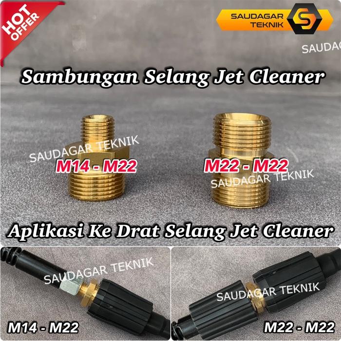 Nepel Adaptor Sambungan Selang Jet Cleaner Drat M14 Ke M22 Penyambung