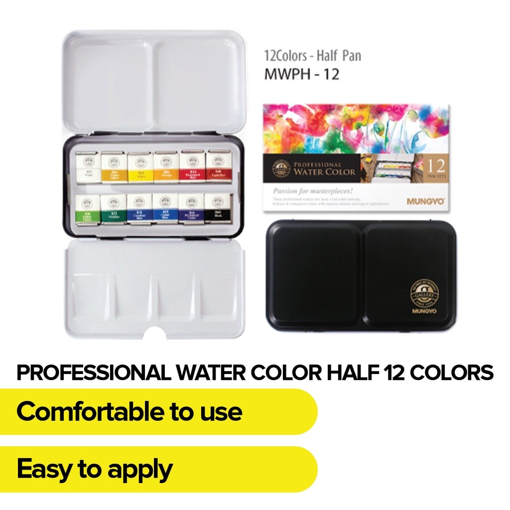 

Mungyo Official - Professional Watercolor Pan Set - Half Size 12 Color Set