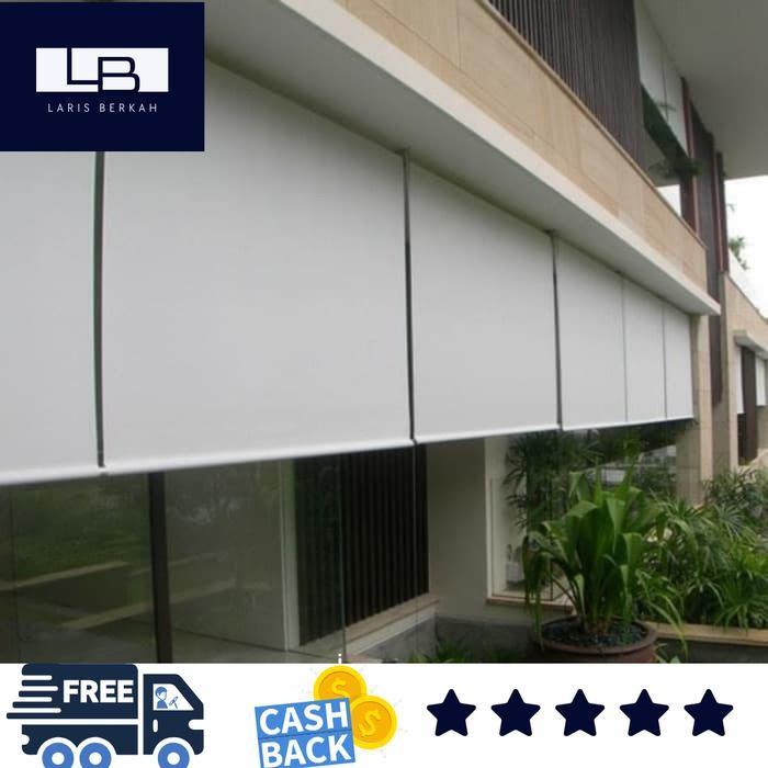tirai gulung outdoor anti hujan blokir 80%