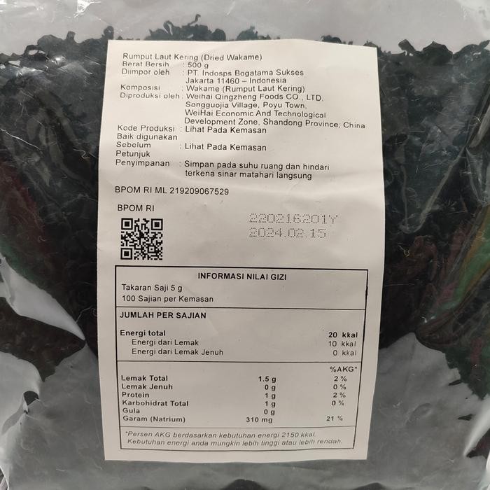 

Promo Terbatas Cut Wakame 500Gr - Dried Seaweed Rumput Laut Kering Miso Udon Ramen Aman