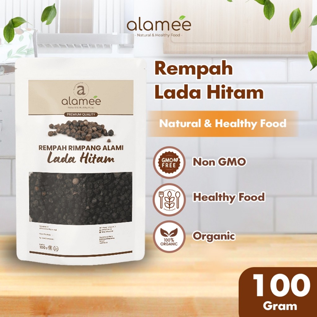 

ALAMEE Lada Hitam Biji Organik Utuh Whole Black Pepper Blackpepper Rempah Rimpang Organik Alami 100g