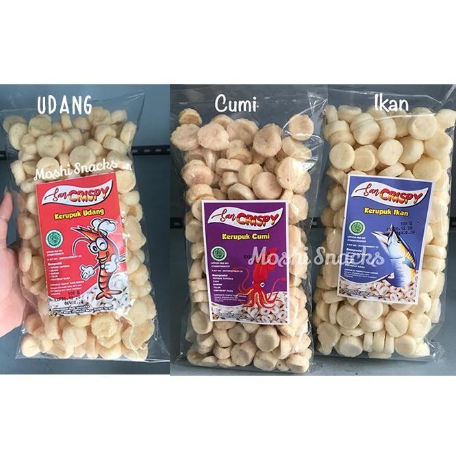

JTTOP" KERUPUK / KEMPLANG KOIN SANCRISPY 100GR ASLI BANGKA SAN CRISPY / KRUPUK BANGKA MINI RENYAH