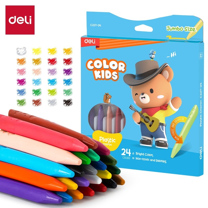 

DELI PLASTIC CRAYON / KRAYON PLASTIK 12/24 WARNA TRIANGULAR TEBAL TIDAK MENGOTORI TANGAN EC227