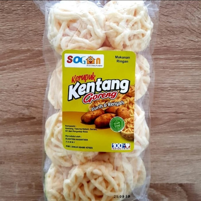 

JTTOP" KERUPUK KENTANG GORENG SOGAN / KRUPUK KERITING VEGAN / VEGETARIAN